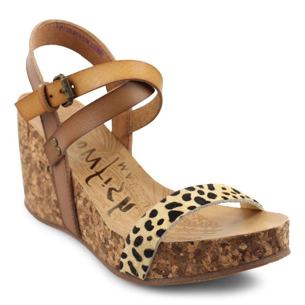 Blowfish Malibu Hirosha Strappy Heels with Leopard Print Strap